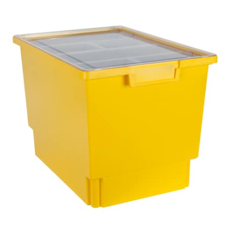 Bin, Tray, Tote, Yellow, High Impact Polystyrene, 12.25 In W, 12 In H